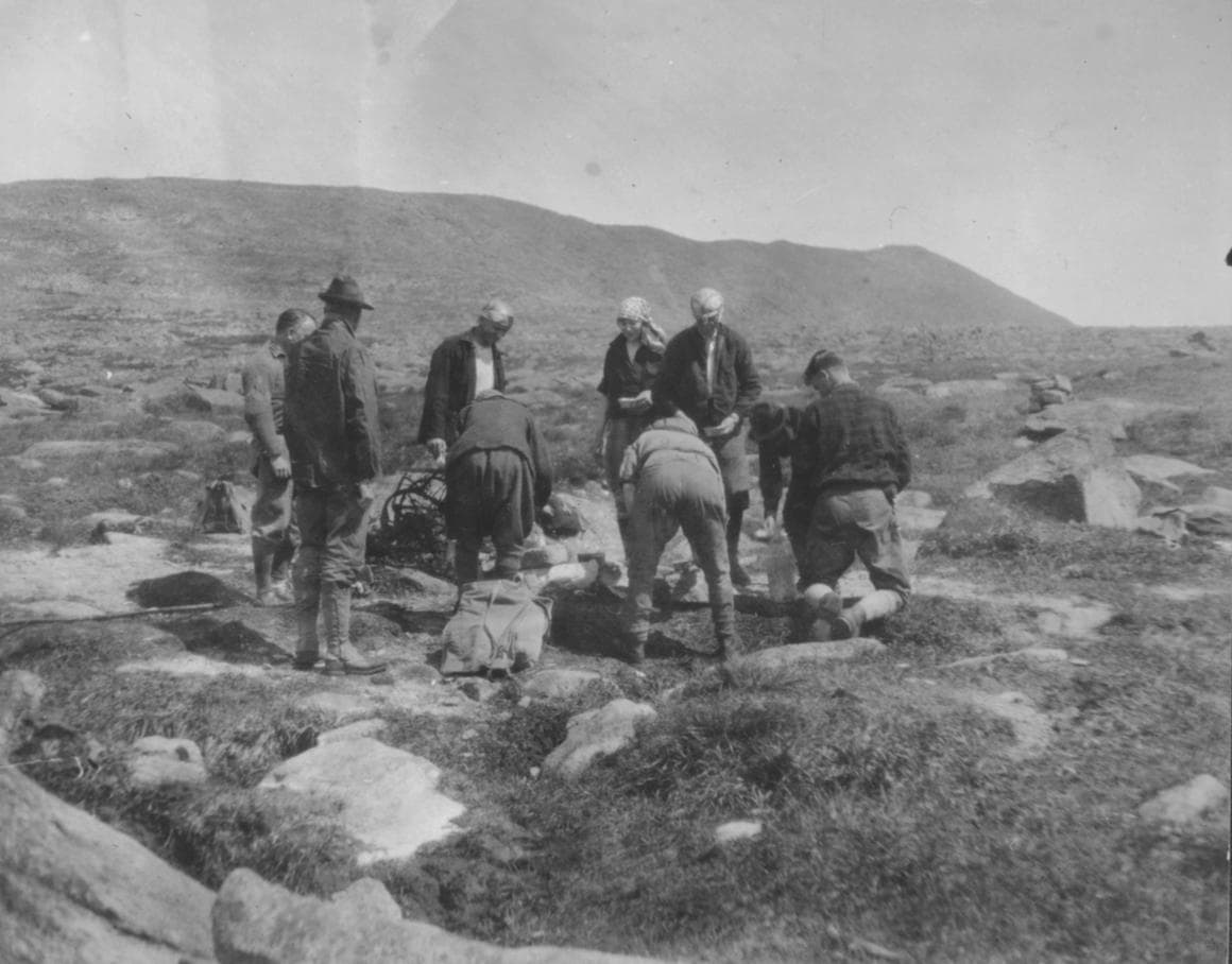 Hikers Stopped Along A Trail On Mt. Katahdin 1900s