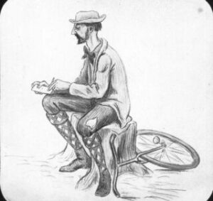 Courtesy of AMC Library & ArchivesA 1915 cartoon of Louis Cutter and his cyclometer.