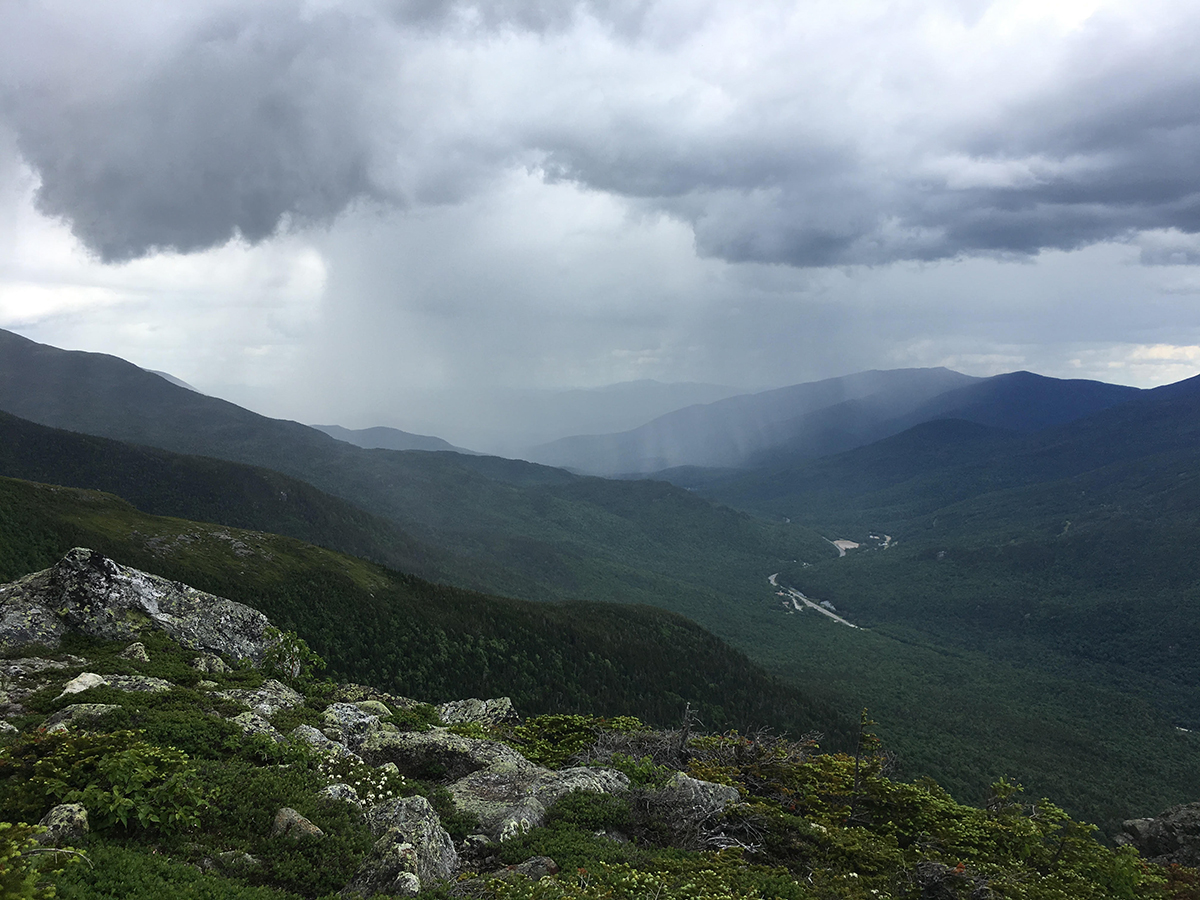 The view from Glen Boulder Trail, White Mountain National Forest,. Pinkham Notch is in the midground. 