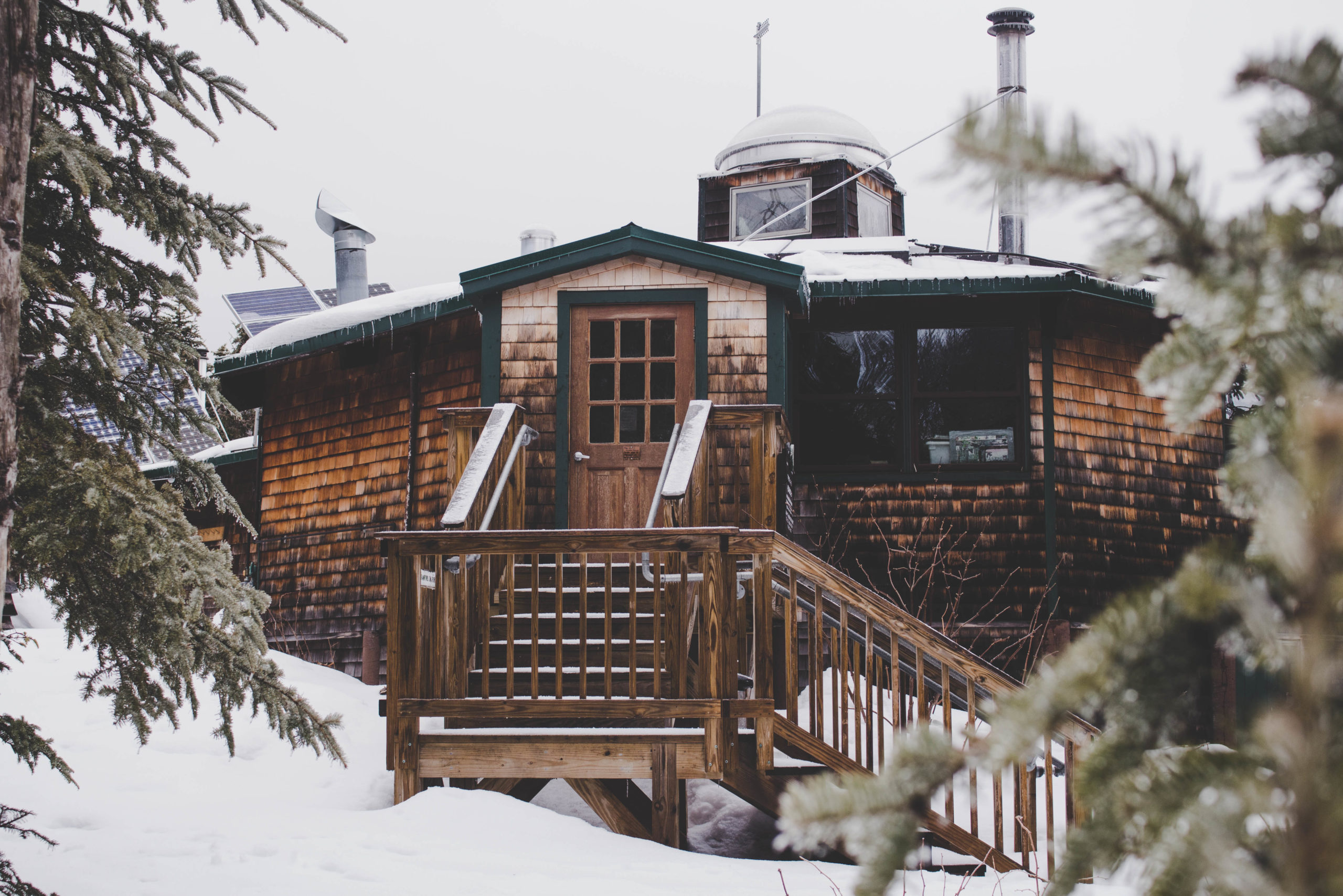 Snowy scene at Lonesome Lake Hut